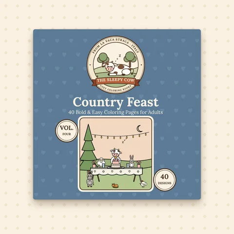 Copertina del libro da colorare The Sleepy Cow Vol. 4 – Country Feast